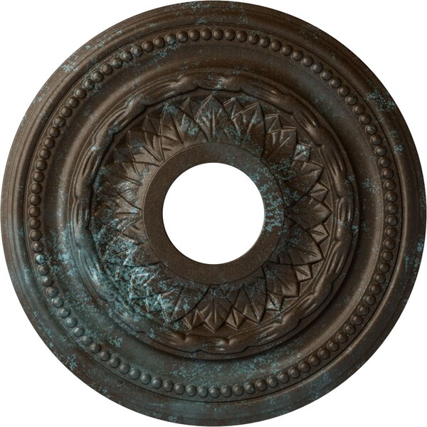 Ekena Millwork Galway Ceiling Medallion (Canopies up to 3 1/4"), 15 3/4"OD x 3 1/4"ID x 1"P, Bronze Blue Patina CM15GABBS - main